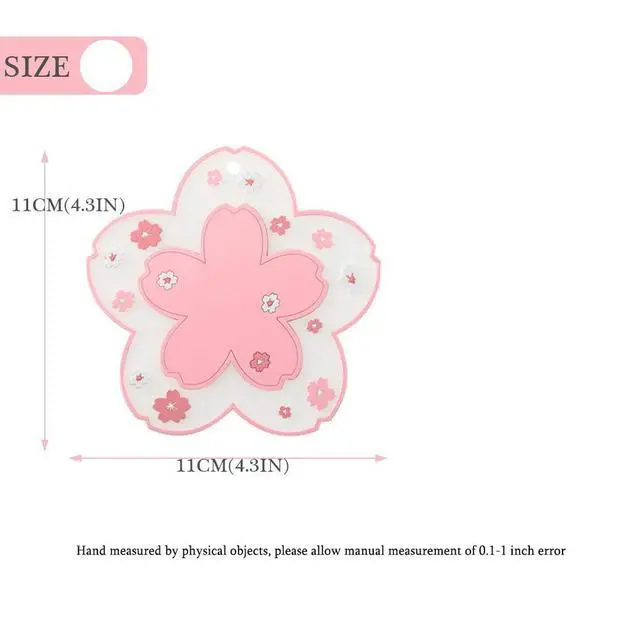 Alt view image 4 of 6 - Sakura Coffee Cup Mat Kawaii Coaster 2PCS Cute Cherry Blossom PVC Home Tea Mug Pink Flower Pattern Anti-Skid Pot Bowl Pad Placemat for Desk Drink Table Decor Kawaii Accessories (Small)