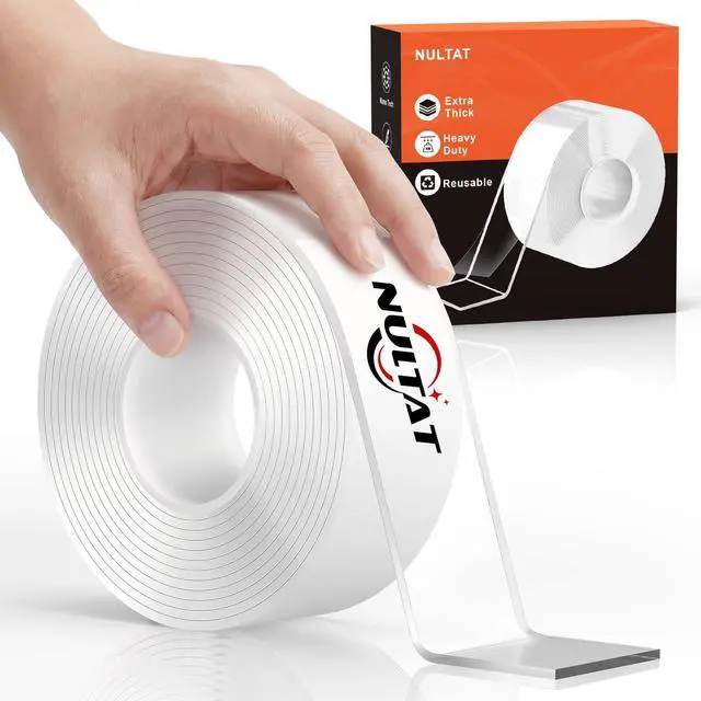 Main image of NULTAT Double Sided Tape Heavy Duty, Nano Reusable, Removable, Washable Double Stick Tape for Wall, Multipurpose Clear Adhesive High Temperature Tape 1.18" x 120"(10 Feet)