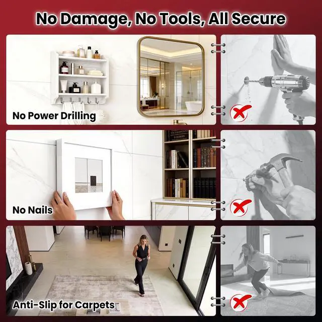 Alt view image 5 of 7 - NULTAT Double Sided Tape Heavy Duty, Nano Reusable, Removable, Washable Double Stick Tape for Wall, Multipurpose Clear Adhesive High Temperature Tape 1.18" x 120"(10 Feet)