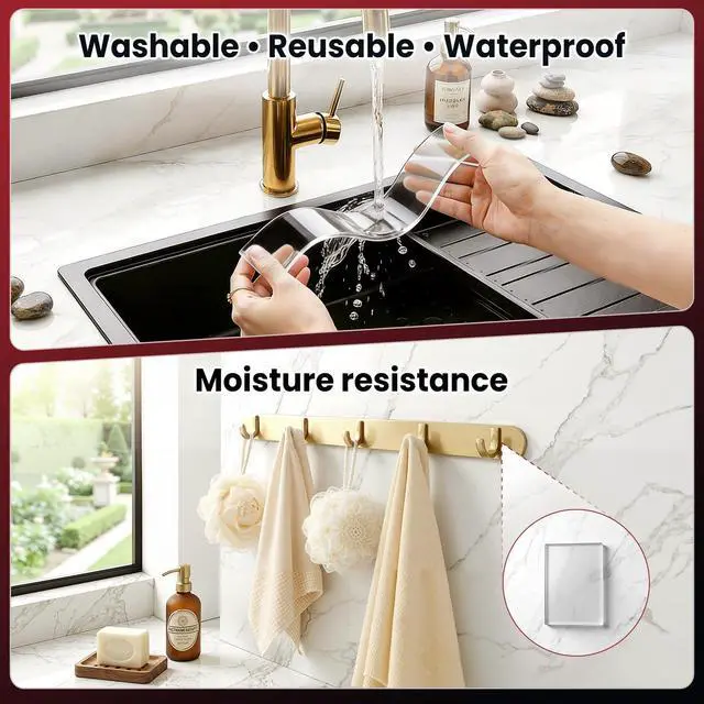 Alt view image 4 of 7 - NULTAT Double Sided Tape Heavy Duty, Nano Reusable, Removable, Washable Double Stick Tape for Wall, Multipurpose Clear Adhesive High Temperature Tape 1.18" x 120"(10 Feet)