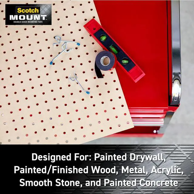 Alt view image 4 of 7 - Scotch Extreme Mounting Strips, Double-Sided Heavy Duty Tape, 8 Strips, 1 in x 3 in, Use Instead of Nails or Screws, Works on Painted surfaces, Metals, Acrylic, Hard Plastics and More (414H-ST)