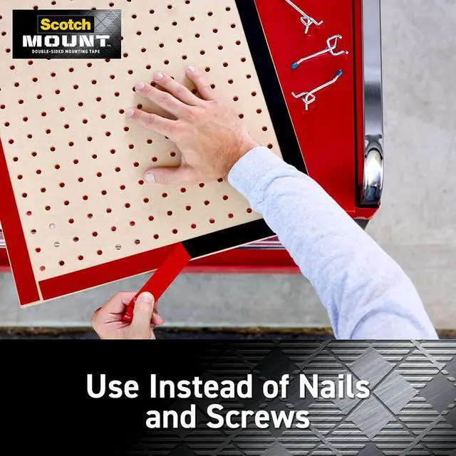 Alt view image 5 of 7 - Scotch Extreme Mounting Strips, Double-Sided Heavy Duty Tape, 8 Strips, 1 in x 3 in, Use Instead of Nails or Screws, Works on Painted surfaces, Metals, Acrylic, Hard Plastics and More (414H-ST)