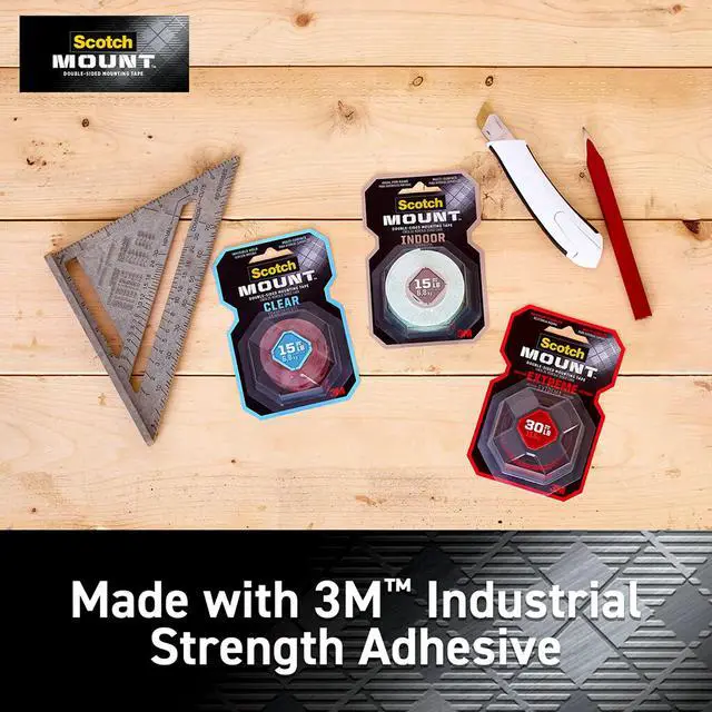 Alt view image 7 of 7 - Scotch Extreme Mounting Strips, Double-Sided Heavy Duty Tape, 8 Strips, 1 in x 3 in, Use Instead of Nails or Screws, Works on Painted surfaces, Metals, Acrylic, Hard Plastics and More (414H-ST)