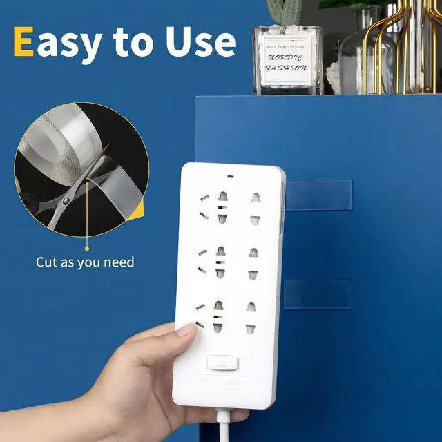 Alt view image 6 of 6 - KUSUFEFI Double Sided Adhesive tape Heavy Duty, Double Stick Mounting (2 Rolls, Total 20FT), Clear Two Sided Wall tape Strips, Removable Poster tape for Home, Office, Car, Outdoor Use