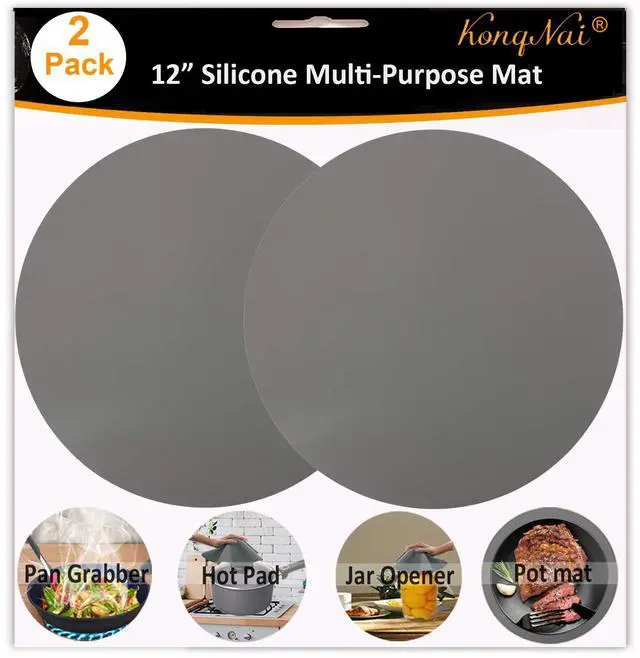 Main image of Silicone Baking Mat 12 Inch, Non Stick Microwave Turntable Mat for Kitchen, Multi-Purpose Heat Resistant Oven Mat 2 Pack (Gray)