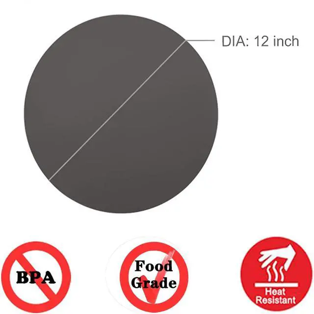 Alt view image 2 of 7 - Silicone Baking Mat 12 Inch, Non Stick Microwave Turntable Mat for Kitchen, Multi-Purpose Heat Resistant Oven Mat 2 Pack (Gray)