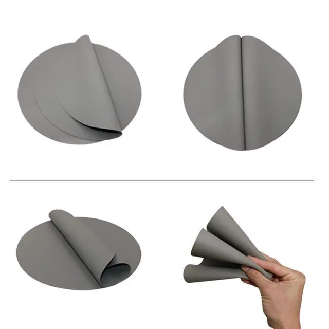 Alt view image 6 of 7 - Silicone Baking Mat 12 Inch, Non Stick Microwave Turntable Mat for Kitchen, Multi-Purpose Heat Resistant Oven Mat 2 Pack (Gray)