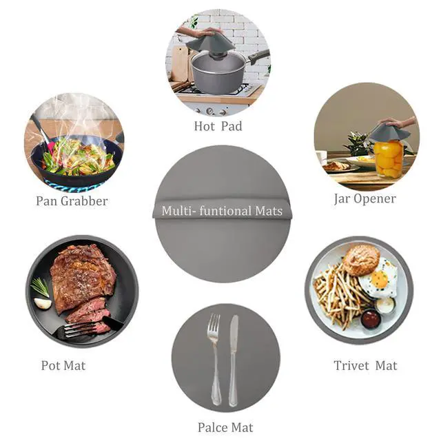 Alt view image 3 of 7 - Silicone Baking Mat 12 Inch, Non Stick Microwave Turntable Mat for Kitchen, Multi-Purpose Heat Resistant Oven Mat 2 Pack (Gray)