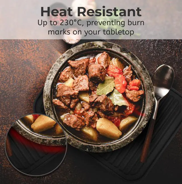 Alt view image 2 of 6 - Silicone Trivets for Hot Dishes, Pots, Pans (2 Pack) - Heat-Resistant Pot Holders for Kitchen Countertop Mats - Silicone Trivet Mat (9 x 12 Inch) - Multipurpose Counter Pads (Black)