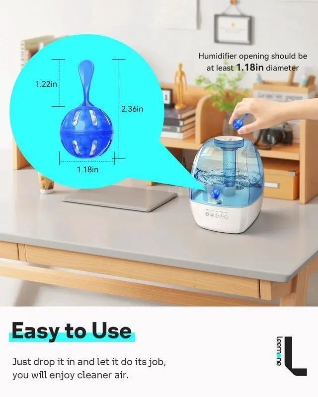 Alt view image 2 of 7 - Humidifier Cleaner 12 Pack, Demineralization Cleaning Ball, Works in All humidifiers and Fish Tanks, Purifies Water, Prevents Hard Water Build-Up, Reduces Scale