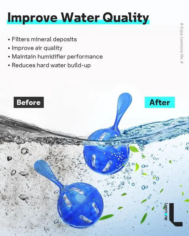 Alt view image 4 of 7 - Humidifier Cleaner 12 Pack, Demineralization Cleaning Ball, Works in All humidifiers and Fish Tanks, Purifies Water, Prevents Hard Water Build-Up, Reduces Scale