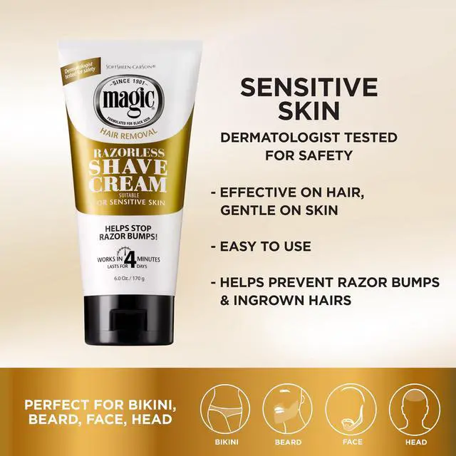 Alt view image 2 of 7 - SoftSheen-Carson Magic Razorless Shaving Cream, Depilatory Hair Removal Cream, Works in 4 Minutes for Coarse, Curly Hair, 2 Count