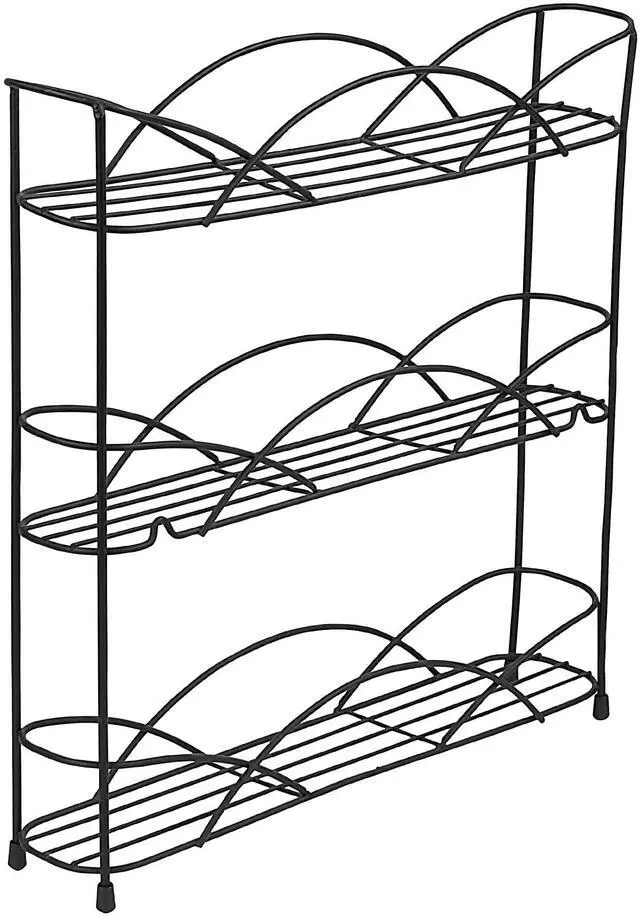Main image of Spectrum 3 Tier Spice Rack Organizer Black Countertop Wire Shelf Spice Rack for Modern Kitchen Pantry Cabinet, Organize Spices with Three Tier Spice Shelf for Kitchen Storage with Wall Mount Option