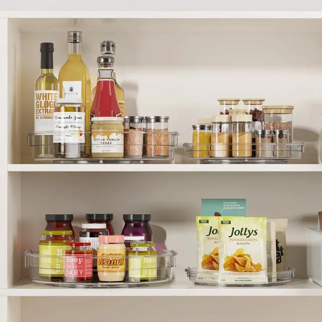 Alt view image 3 of 7 - LAMU 3 Pack Lazy Susan Organizer Turntable for Cabinet, Pantry Organizers and Storage, Rotating Condiment Organizer for Kitchen, Table Top, Fridge, Countertop, Spice Organization, 9.25'' 10.6'' 12''