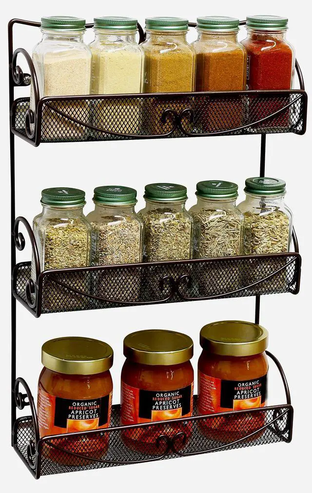Alt view image 5 of 7 - Deco Brothers 3 Tier Wall Mounted Hanging Spice Rack, Bronze