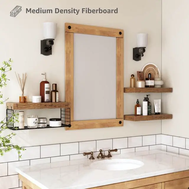 Alt view image 5 of 7 - QEEIG Bathroom Shelves Over Toilet - Wall Mounted Floating Shelves Toilet Paper Storage Small Farmhouse Decor Shelf 16 inch Set of 3, Rustic Brown (019-BN3)