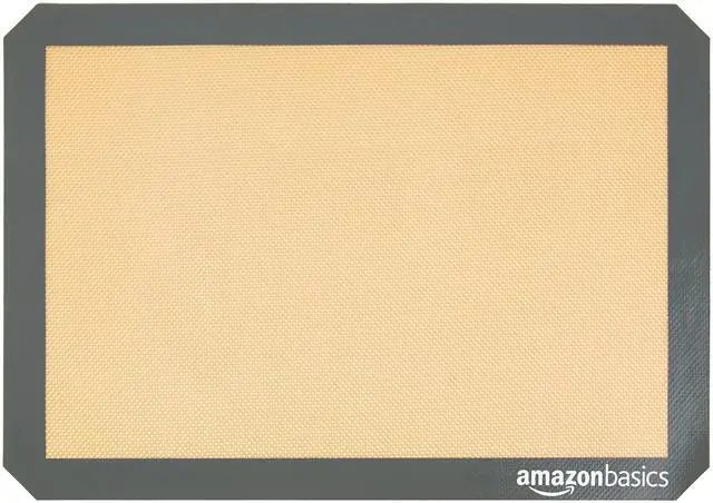 Alt view image 3 of 5 - Amazon Basics Silicone Rectangular Baking Mat, Non-Stick, Reusable, Dishwasher Safe, Food Safe, Heat Resistant, 16.5" x 11.6", Beige/Gray, 2-Pack