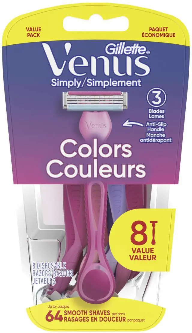 Alt view image 6 of 6 - Gillette Venus Simply3 Disposable Razors for Women, 8 Count, Designed for a Close and Comfortable Shave