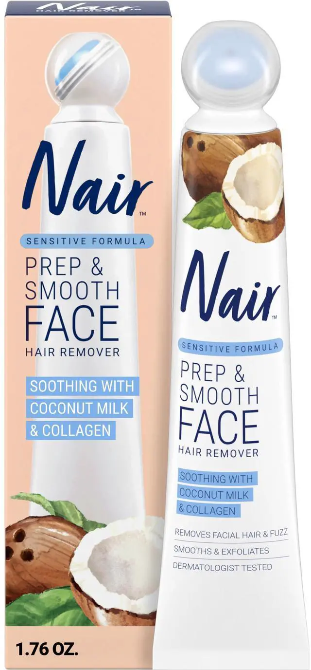 Main image of NAIR Exfoliating Facial Hair Removal Cream for Women - Smooth Skin Solution with Collagen for Sensitive Skincare