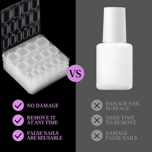 Alt view image 6 of 7 - Teenitor 600pcs Press on Nail Adhesive Tabs, 15 Sizes of Nail Stickers for Press ons, Press on Nails Glue Stickers Press on Nail Sticky Tabs, Clear/Yellow