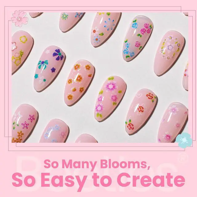 Alt view image 3 of 7 - Beetles Nail Art Stickers 30 Sheets 3D Flower Nail Stickers Color Heart Nails Design Supplies DIY Decals Decoration Nails Art for Women Girls