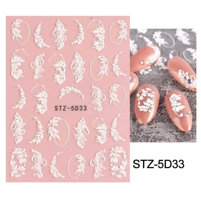 Alt view image 7 of 7 - 5D Spring Embossed Flower Nail Art Stickers 4 Sheets JMEOWIO Real Self-Adhesive Decals Floral Design Nail Decoration for Women Girls