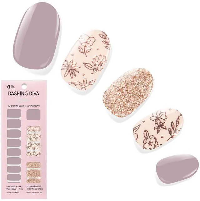 Main image of Dashing Diva Gloss Nail Strips - Lavender Dreams - UV Free, Chip Resistant, Long Lasting Gel Stickers - Contains 32 Wraps, 1 Prep Pad, 1 File