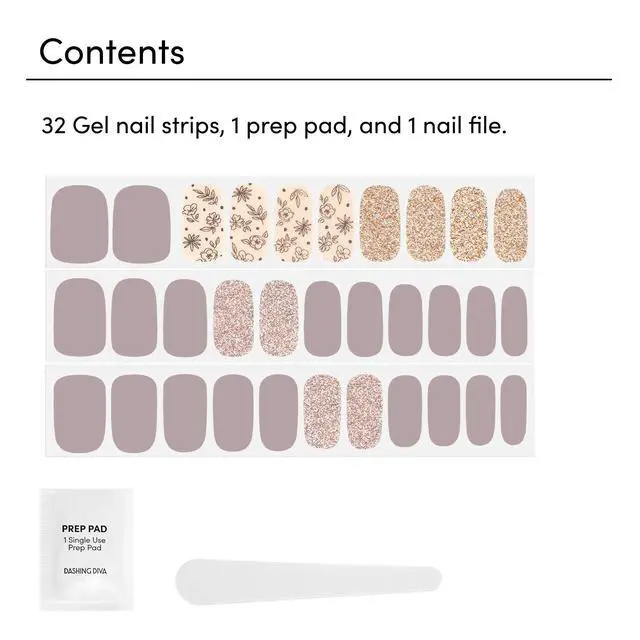 Alt view image 3 of 7 - Dashing Diva Gloss Nail Strips - Lavender Dreams - UV Free, Chip Resistant, Long Lasting Gel Stickers - Contains 32 Wraps, 1 Prep Pad, 1 File