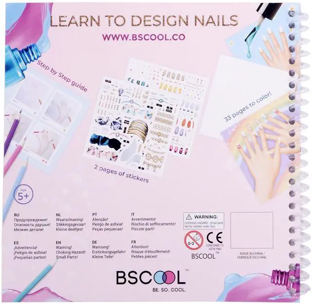 Alt view image 3 of 6 - BSCOOL - Drawing, Coloring & Activity Book. Nail Design Book with Stickers and Guides. Fashion Design Sketchbook for Kids 5 and up. Little Designer Book - Nail Sticker Book. Gift for Girls
