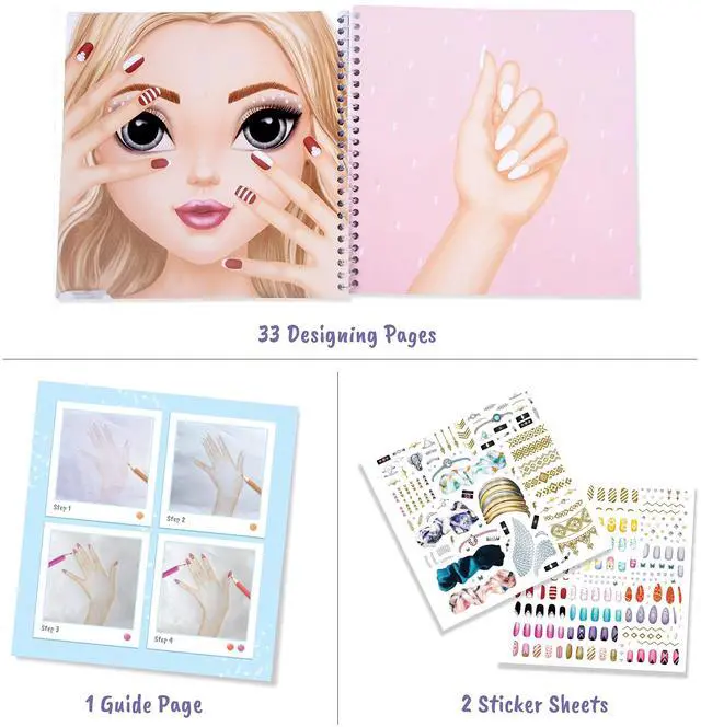 Alt view image 4 of 6 - BSCOOL - Drawing, Coloring & Activity Book. Nail Design Book with Stickers and Guides. Fashion Design Sketchbook for Kids 5 and up. Little Designer Book - Nail Sticker Book. Gift for Girls