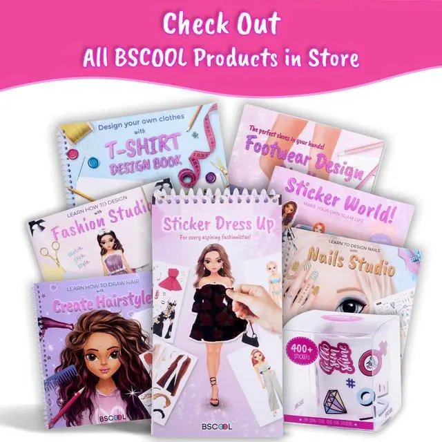 Alt view image 6 of 6 - BSCOOL - Drawing, Coloring & Activity Book. Nail Design Book with Stickers and Guides. Fashion Design Sketchbook for Kids 5 and up. Little Designer Book - Nail Sticker Book. Gift for Girls