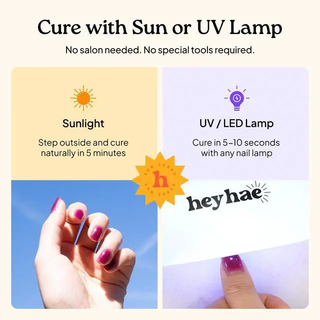 Alt view image 7 of 7 - Heyhae Semi Cured Gel Nail Strips | Spring Nails No LED Lamp Needed Easy Apply & Remove | Includes 28 strips, 1 Prep Pad, 1 Nail File & 1 Wooden Stick - Hey, Clean Girl