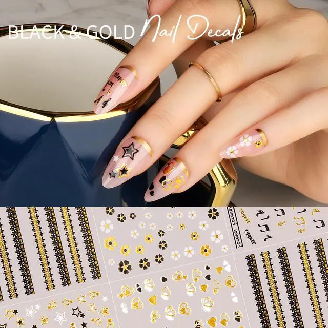 Alt view image 5 of 7 - Teenitor 50 Sheets Nail Stickers for Kids, Cute Nail Decals for Girls Women, 3D Self Adhesive Gold Nail Stickers for Nail Art, Star Fruit Butterfly Silver Nail Art Deals for Holiday