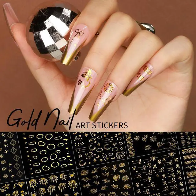 Alt view image 6 of 7 - Teenitor 50 Sheets Nail Stickers for Kids, Cute Nail Decals for Girls Women, 3D Self Adhesive Gold Nail Stickers for Nail Art, Star Fruit Butterfly Silver Nail Art Deals for Holiday