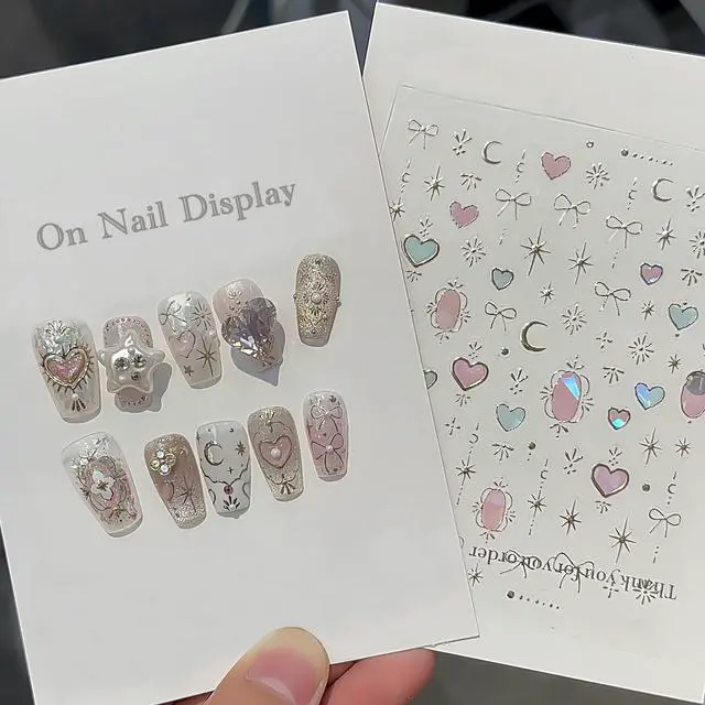 Alt view image 4 of 7 - Picksweet Flower Nail Stickers for Nail Art Decals Charms,5D Embossed Floral Butterfly and Heart Gem, Self-Adhesive 5 Styles Craft Nail Supplies 2 Sheets with Tweezers Kit for Women Decoration