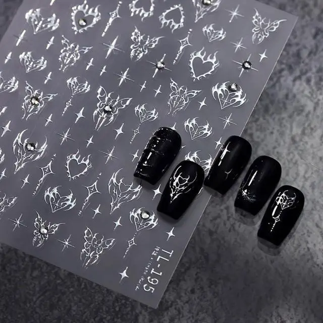 Main image of Star Nail Art Stickers Decals, Silvery Star Nail Stickers for Nail Art, 5D Embossed Nail Decals Silvery Manicure Supply for Women Nails Decoration