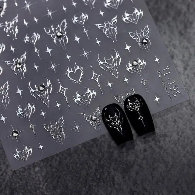 Alt view image 2 of 7 - Star Nail Art Stickers Decals, Silvery Star Nail Stickers for Nail Art, 5D Embossed Nail Decals Silvery Manicure Supply for Women Nails Decoration