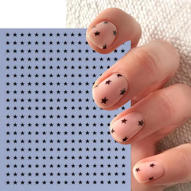 Alt view image 2 of 7 - 6 Sheets Star Nail Stickers 3D Self-Adhesive Glitters Starlight Nail Art Stickers Shiny Stars Glitters Nail Decals Black White Red Purple Laser Silver Stars Gold Nails Design Nail Supplies for Women