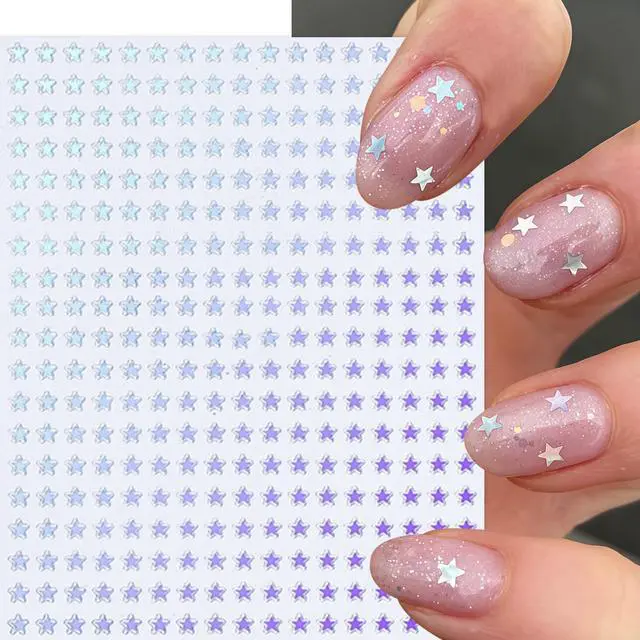 Alt view image 7 of 7 - 6 Sheets Star Nail Stickers 3D Self-Adhesive Glitters Starlight Nail Art Stickers Shiny Stars Glitters Nail Decals Black White Red Purple Laser Silver Stars Gold Nails Design Nail Supplies for Women