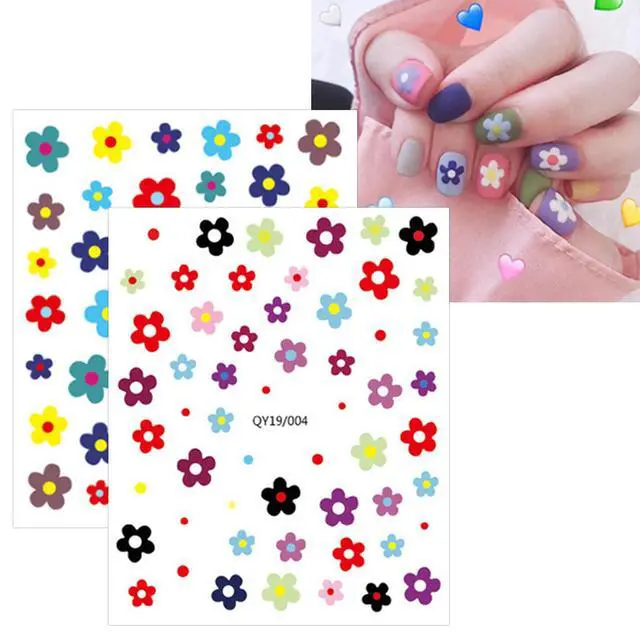 Alt view image 3 of 6 - JMEOWIO 14 Sheets Cute Nail Stickers for Kids Nail Art Stickers Decals Self-Adhesive Pegatinas Uñas Rainbow Flower Fruit Nail Supplies Nail Art Design Decoration Accessories