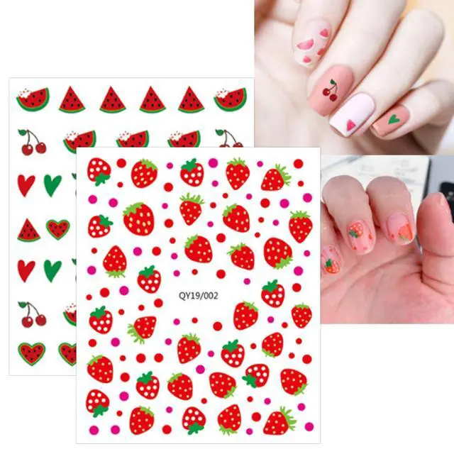 Alt view image 4 of 6 - JMEOWIO 14 Sheets Cute Nail Stickers for Kids Nail Art Stickers Decals Self-Adhesive Pegatinas Uñas Rainbow Flower Fruit Nail Supplies Nail Art Design Decoration Accessories