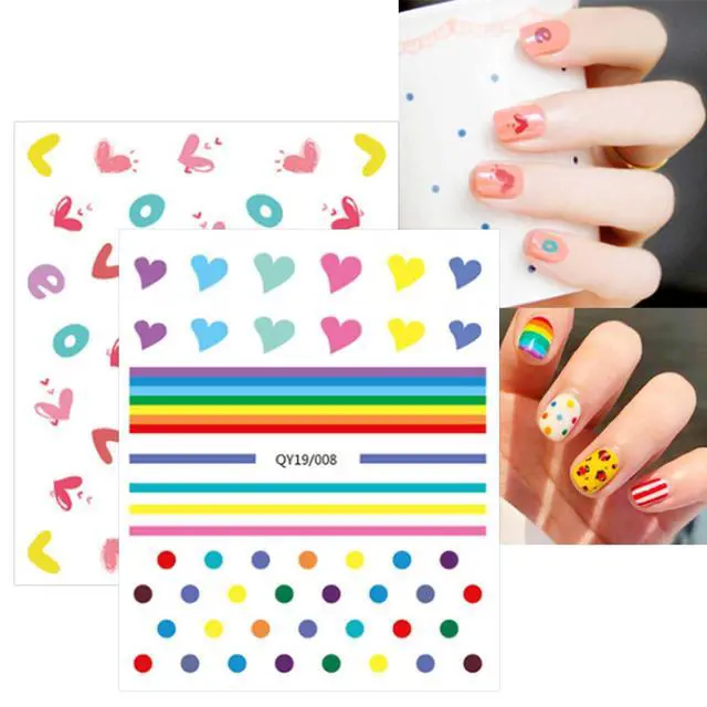 Alt view image 5 of 6 - JMEOWIO 14 Sheets Cute Nail Stickers for Kids Nail Art Stickers Decals Self-Adhesive Pegatinas Uñas Rainbow Flower Fruit Nail Supplies Nail Art Design Decoration Accessories