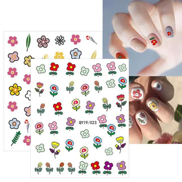 Alt view image 6 of 6 - JMEOWIO 14 Sheets Cute Nail Stickers for Kids Nail Art Stickers Decals Self-Adhesive Pegatinas Uñas Rainbow Flower Fruit Nail Supplies Nail Art Design Decoration Accessories
