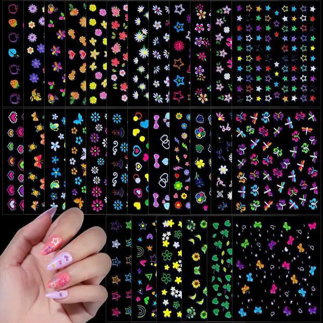 Main image of FANDAMEI Nail Stickers for Girls, 30 Sheets Cute Kids Nail Stickers for Nail Art, Self-Adhesive 3D Nail Art Decals, Nail Decals for Kids, Girls, Women, Little Girl Nails for Design