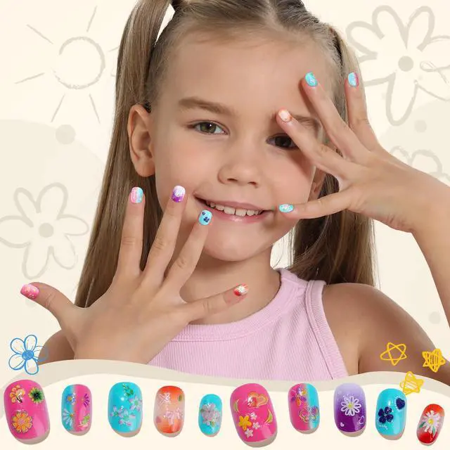Alt view image 5 of 7 - FANDAMEI Nail Stickers for Girls, 30 Sheets Cute Kids Nail Stickers for Nail Art, Self-Adhesive 3D Nail Art Decals, Nail Decals for Kids, Girls, Women, Little Girl Nails for Design