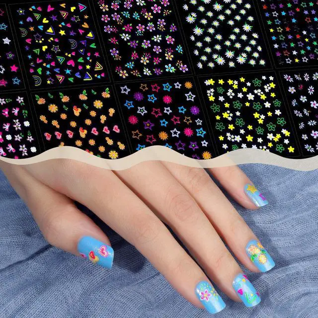 Alt view image 2 of 7 - FANDAMEI Nail Stickers for Girls, 30 Sheets Cute Kids Nail Stickers for Nail Art, Self-Adhesive 3D Nail Art Decals, Nail Decals for Kids, Girls, Women, Little Girl Nails for Design