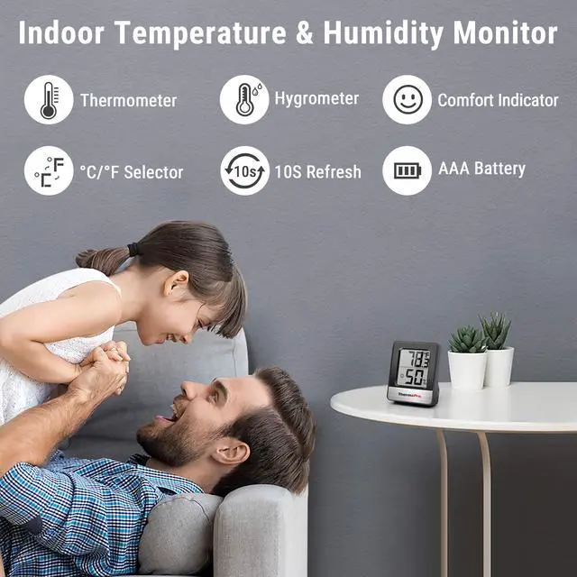 Alt view image 2 of 7 - TempPro TP49 Digital Hygrometer Indoor Thermometer Humidity Meter Room Thermometer with Temperature and Humidity Monitor Mini Hygrometer Outdoor Thermometer (Previously ThermoPro)