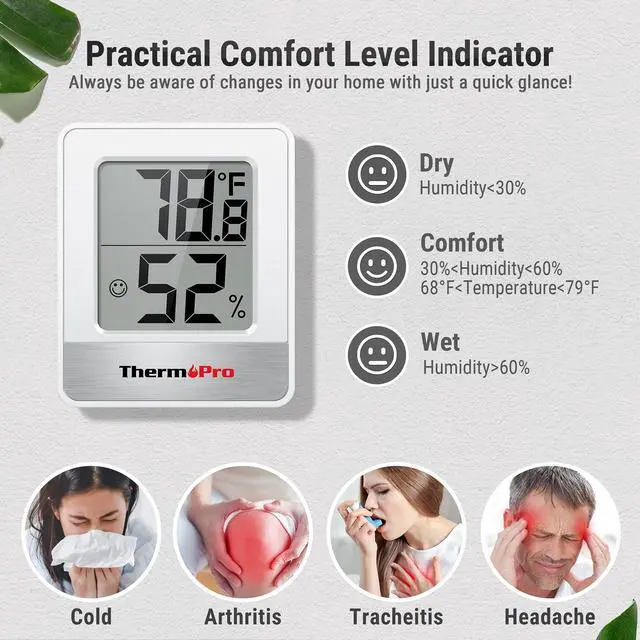 Alt view image 3 of 7 - TempPro TP49 Digital Hygrometer Indoor Thermometer Humidity Meter Room Thermometer with Temperature and Humidity Monitor Mini Hygrometer Outdoor Thermometer (Previously ThermoPro)
