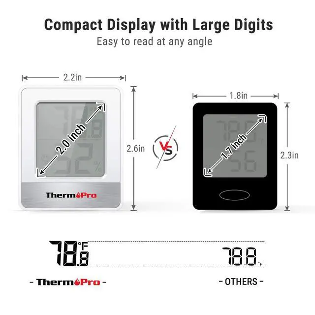 Alt view image 4 of 7 - TempPro TP49 Digital Hygrometer Indoor Thermometer Humidity Meter Room Thermometer with Temperature and Humidity Monitor Mini Hygrometer Outdoor Thermometer (Previously ThermoPro)