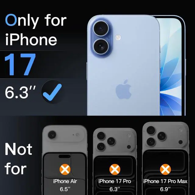 Alt view image 2 of 7 - JETech Screen Protector for iPhone 17 6.3-Inch, Tempered Glass Film with Easy Installation Tool, 9H Hardness, Case-Friendly, 3-Pack